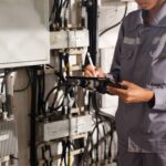 man in cable room